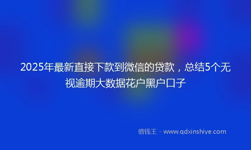2025年最新直接下款到微信的贷款，总结5个无视逾期大数据花户黑户口子