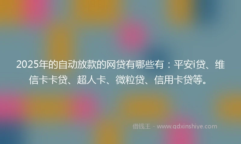 2025年的自动放款的网贷有哪些有：平安i贷、维信卡卡贷、超人卡、微粒贷、信用卡贷等。