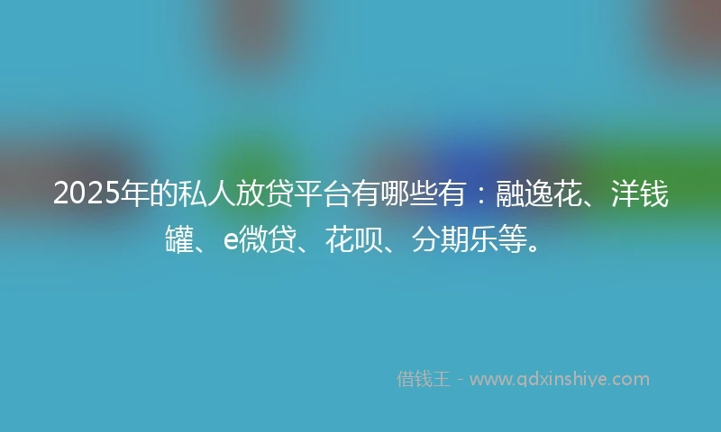 2025年的私人放贷平台有哪些有：融逸花、洋钱罐、e微贷、花呗、分期乐等。