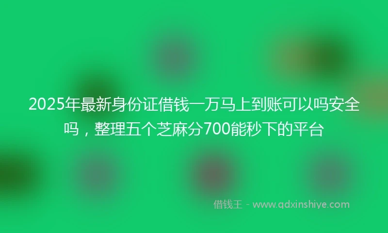 2025年最新身份证借钱一万马上到账可以吗安全吗，整理五个芝麻分700能秒下的平台
