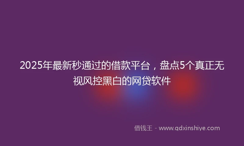 2025年最新秒通过的借款平台，盘点5个真正无视风控黑白的网贷软件