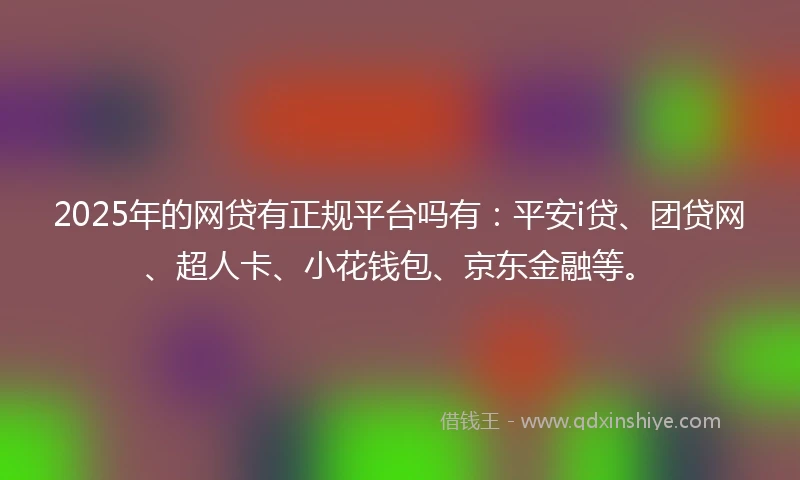 2025年的网贷有正规平台吗有：平安i贷、团贷网、超人卡、小花钱包、京东金融等。