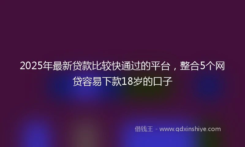 2025年最新贷款比较快通过的平台，整合5个网贷容易下款18岁的口子