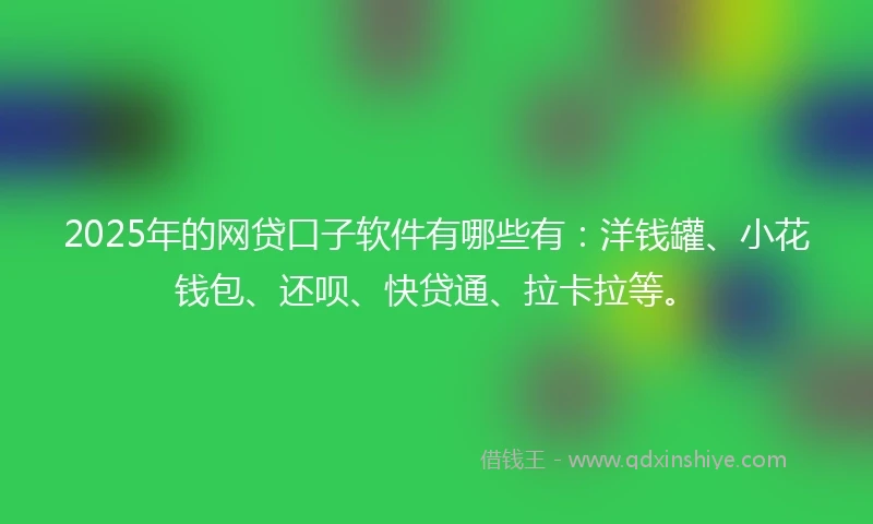 2025年的网贷口子软件有哪些有：洋钱罐、小花钱包、还呗、快贷通、拉卡拉等。