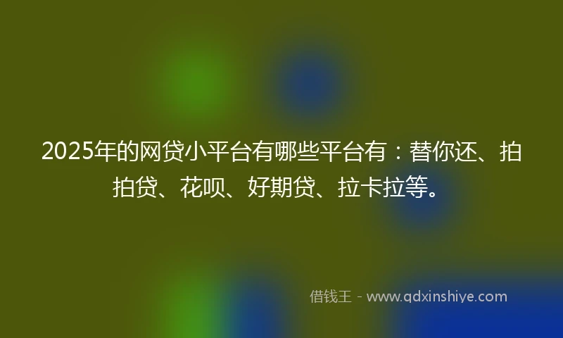 2025年的网贷小平台有哪些平台有：替你还、拍拍贷、花呗、好期贷、拉卡拉等。