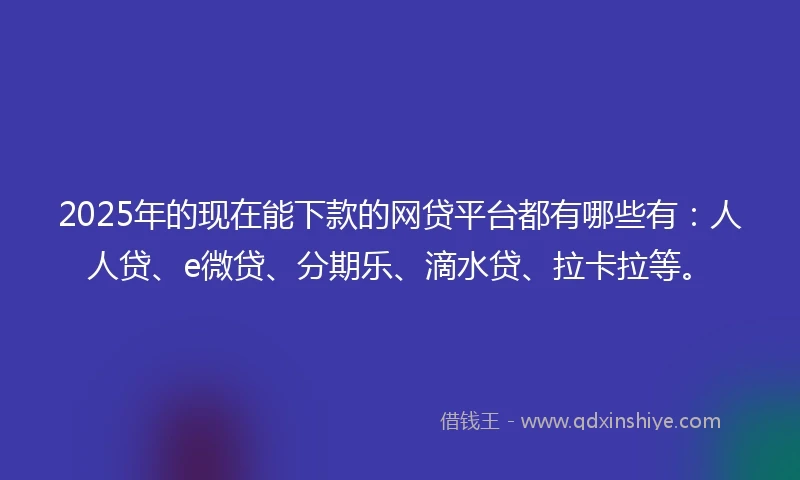 2025年的现在能下款的网贷平台都有哪些有：人人贷、e微贷、分期乐、滴水贷、拉卡拉等。