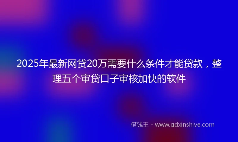 2025年最新网贷20万需要什么条件才能贷款，整理五个审贷口子审核加快的软件
