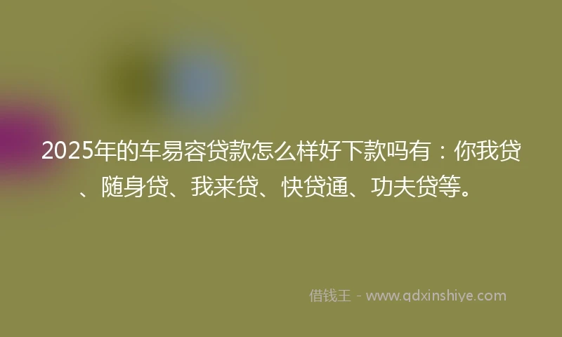 2025年的车易容贷款怎么样好下款吗有：你我贷、随身贷、我来贷、快贷通、功夫贷等。