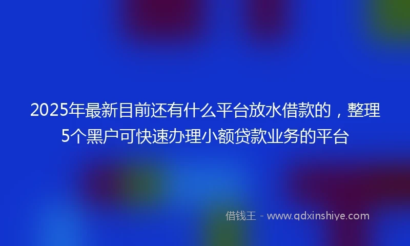 2025年最新目前还有什么平台放水借款的，整理5个黑户可快速办理小额贷款业务的平台