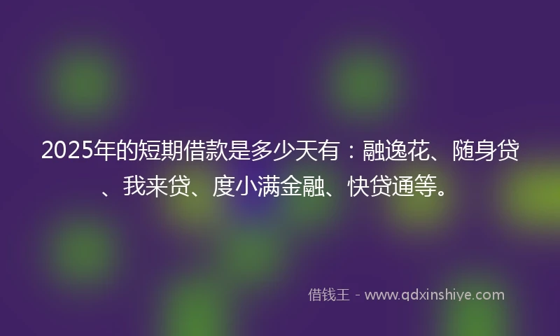 2025年的短期借款是多少天有：融逸花、随身贷、我来贷、度小满金融、快贷通等。