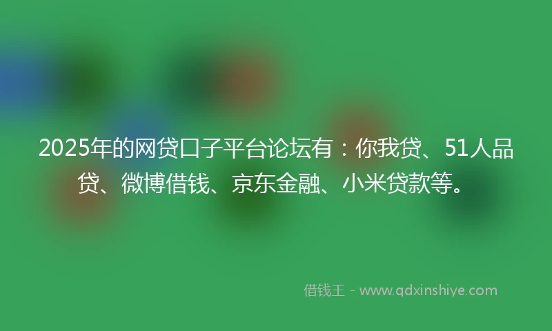 2025年的网贷口子平台论坛有：你我贷、51人品贷、微博借钱、京东金融、小米贷款等。