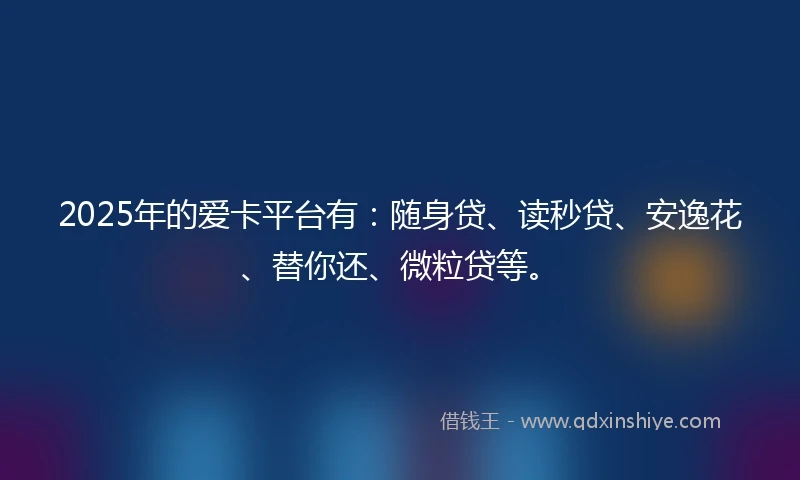 2025年的爱卡平台有：随身贷、读秒贷、安逸花、替你还、微粒贷等。