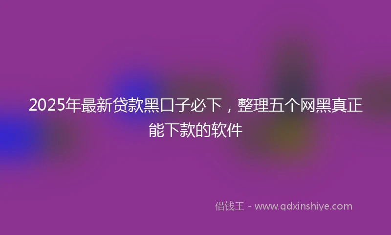 2025年最新贷款黑口子必下，整理五个网黑真正能下款的软件