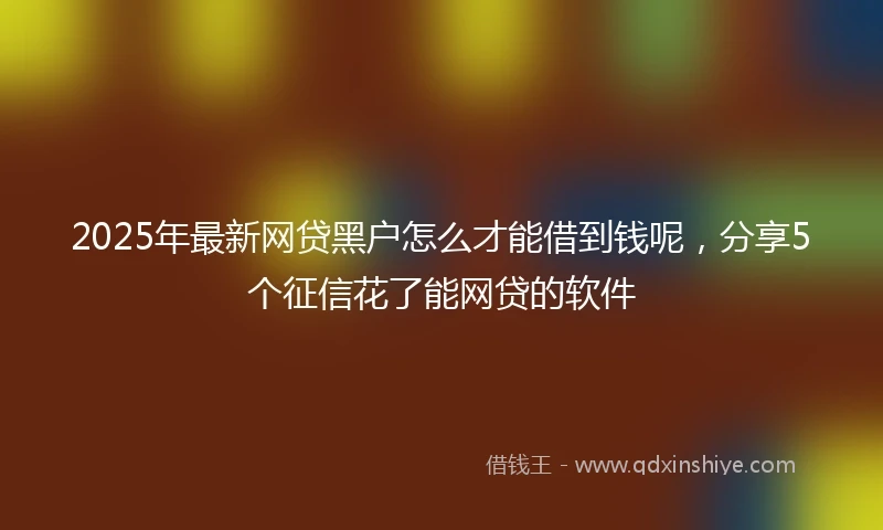 2025年最新网贷黑户怎么才能借到钱呢，分享5个征信花了能网贷的软件