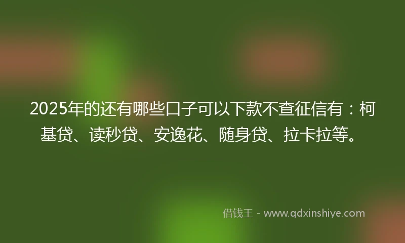 2025年的还有哪些口子可以下款不查征信有：柯基贷、读秒贷、安逸花、随身贷、拉卡拉等。