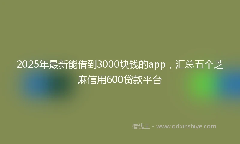 2025年最新能借到3000块钱的app，汇总五个芝麻信用600贷款平台
