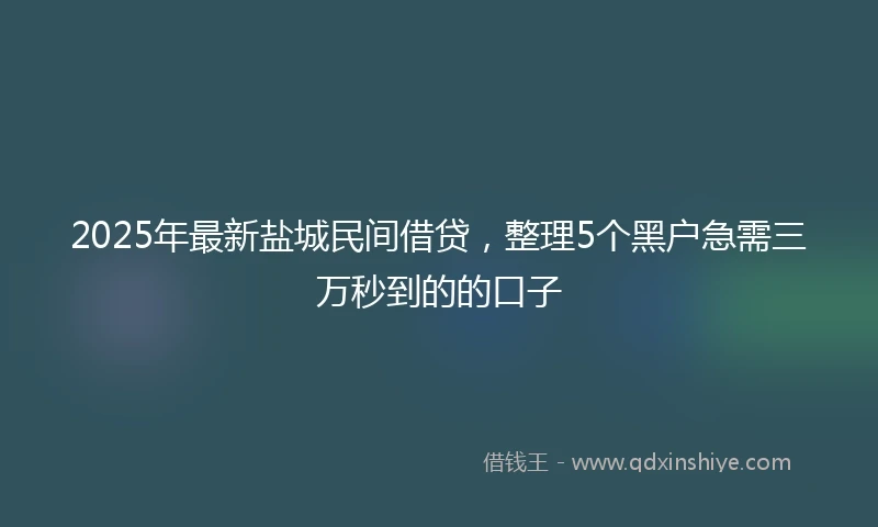 2025年最新盐城民间借贷，整理5个黑户急需三万秒到的的口子