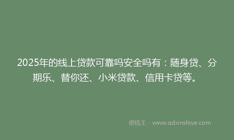 2025年的线上贷款可靠吗安全吗有：随身贷、分期乐、替你还、小米贷款、信用卡贷等。