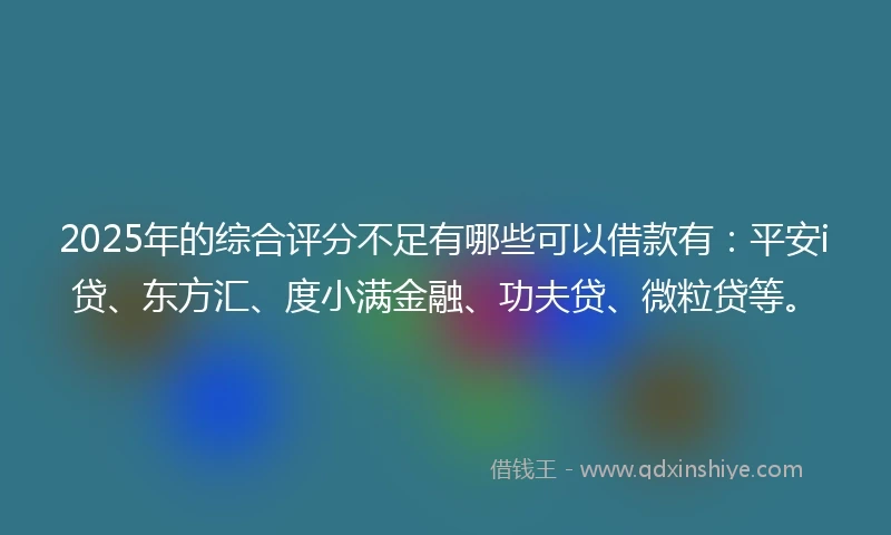 2025年的综合评分不足有哪些可以借款有：平安i贷、东方汇、度小满金融、功夫贷、微粒贷等。