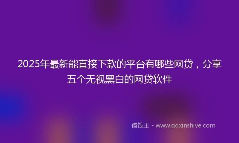 2025年最新能直接下款的平台有哪些网贷，分享五个无视黑白的网贷软件
