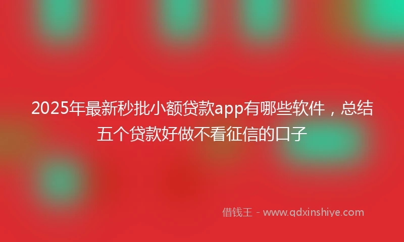 2025年最新秒批小额贷款app有哪些软件，总结五个贷款好做不看征信的口子