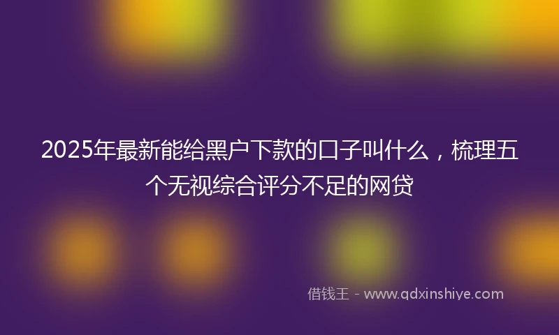 2025年最新能给黑户下款的口子叫什么，梳理五个无视综合评分不足的网贷