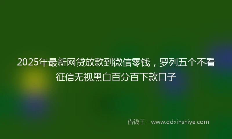 2025年最新网贷放款到微信零钱,罗列五个不看征信无视黑白百分百下款口子