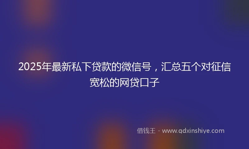 2025年最新私下贷款的微信号，汇总五个对征信宽松的网贷口子