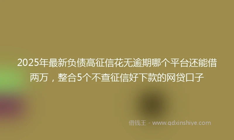 2025年最新负债高征信花无逾期哪个平台还能借两万,整合5个不查征信好下款的网贷口子