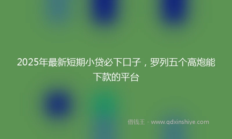 2025年最新短期小贷必下口子，罗列五个高炮能下款的平台