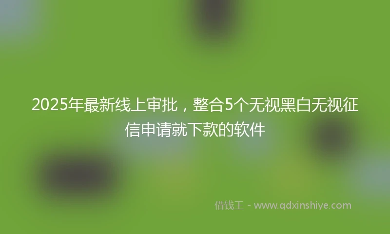 2025年最新线上审批，整合5个无视黑白无视征信申请就下款的软件