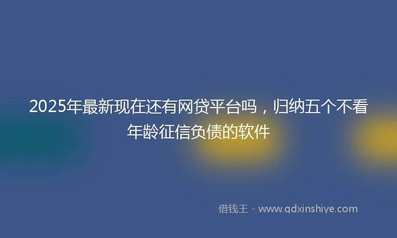 2025年最新现在还有网贷平台吗，归纳五个不看年龄征信负债的软件