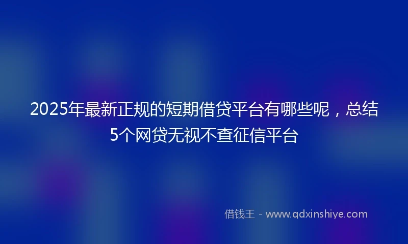2025年最新正规的短期借贷平台有哪些呢，总结5个网贷无视不查征信平台