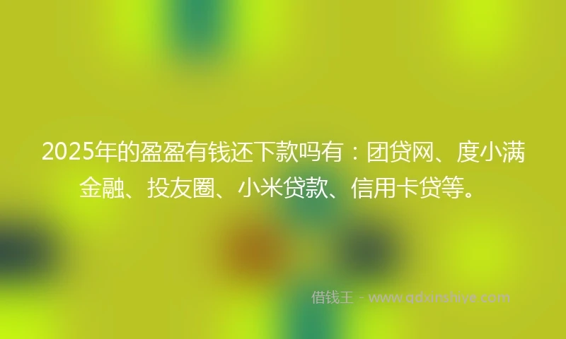 2025年的盈盈有钱还下款吗有：团贷网、度小满金融、投友圈、小米贷款、信用卡贷等。