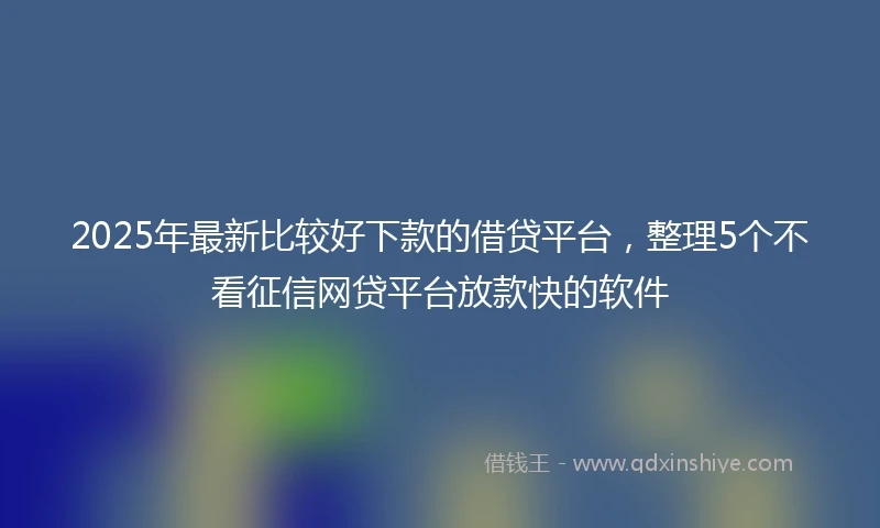 2025年最新比较好下款的借贷平台，整理5个不看征信网贷平台放款快的软件