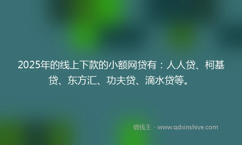 2025年的线上下款的小额网贷有：人人贷、柯基贷、东方汇、功夫贷、滴水贷等。