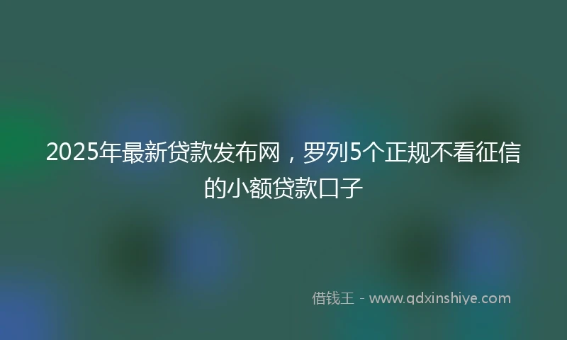 2025年最新贷款发布网，罗列5个正规不看征信的小额贷款口子