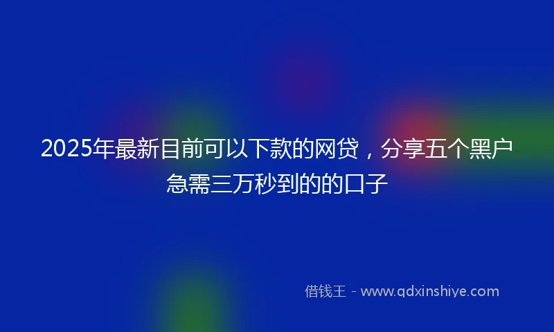 2025年最新目前可以下款的网贷，分享五个黑户急需三万秒到的的口子