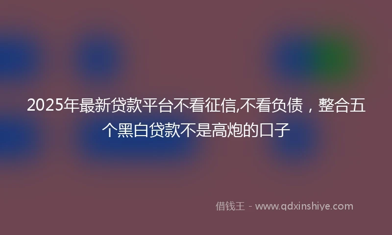 2025年最新贷款平台不看征信,不看负债，整合五个黑白贷款不是高炮的口子