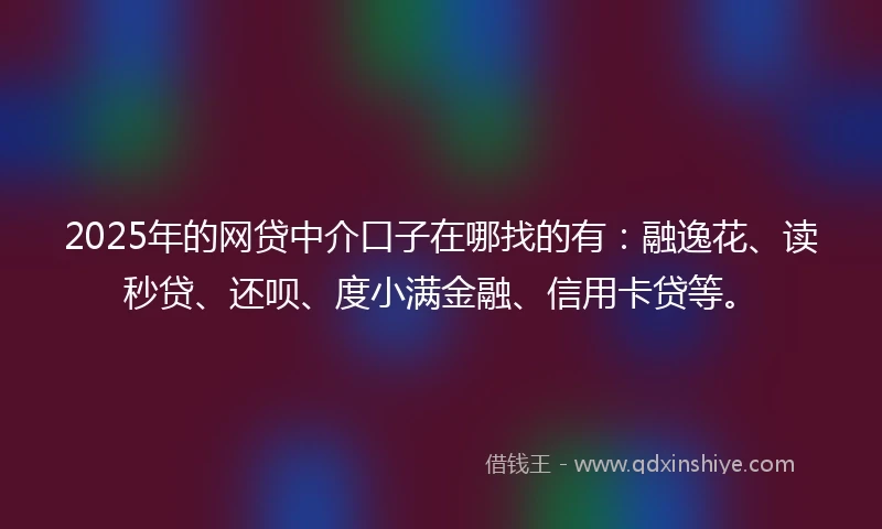 2025年的网贷中介口子在哪找的有：融逸花、读秒贷、还呗、度小满金融、信用卡贷等。