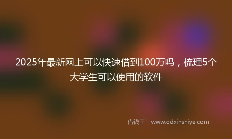 2025年最新网上可以快速借到100万吗，梳理5个大学生可以使用的软件
