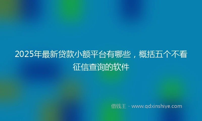 2025年最新贷款小额平台有哪些，概括五个不看征信查询的软件