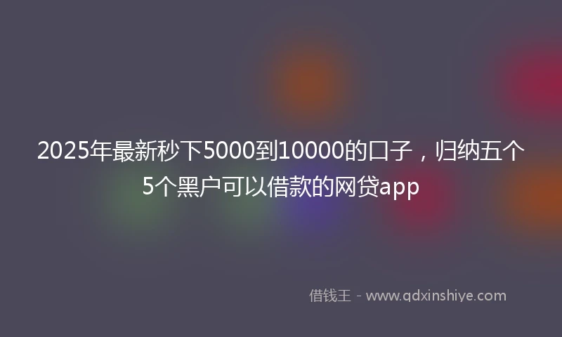 2025年最新秒下5000到10000的口子，归纳五个5个黑户可以借款的网贷app