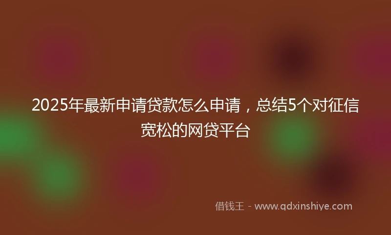 2025年最新申请贷款怎么申请，总结5个对征信宽松的网贷平台