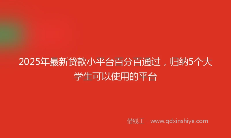2025年最新贷款小平台百分百通过，归纳5个大学生可以使用的平台