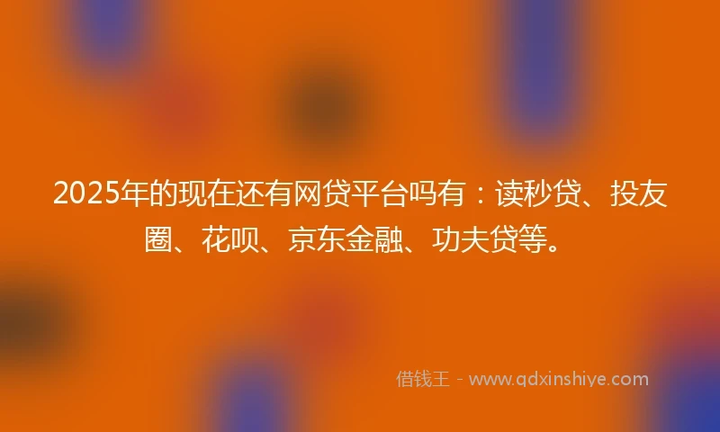 2025年的现在还有网贷平台吗有：读秒贷、投友圈、花呗、京东金融、功夫贷等。