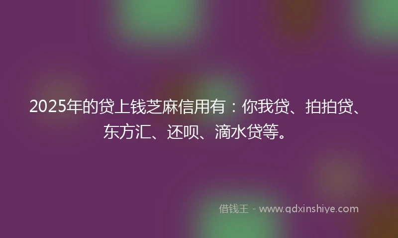 2025年的贷上钱芝麻信用有：你我贷、拍拍贷、东方汇、还呗、滴水贷等。