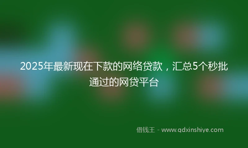 2025年最新现在下款的网络贷款,汇总5个秒批通过的网贷平台