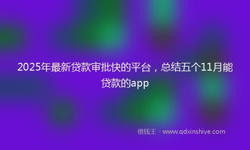 2025年最新贷款审批快的平台,总结五个11月能贷款的app