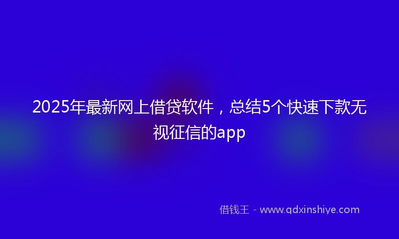 2025年最新网上借贷软件，总结5个快速下款无视征信的app